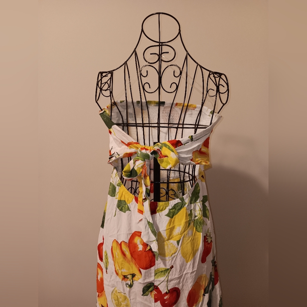 NWOTS Summer Fruitcocktail Cutout Dress & Avocado Acrylic Earrings - Picture 3 of 5